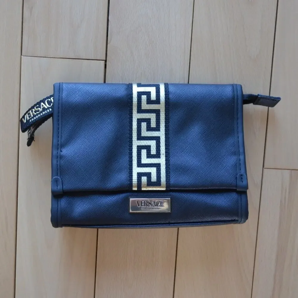 NWOT Versace Fragrances Clutch Cosmetic Bag Black Gold
